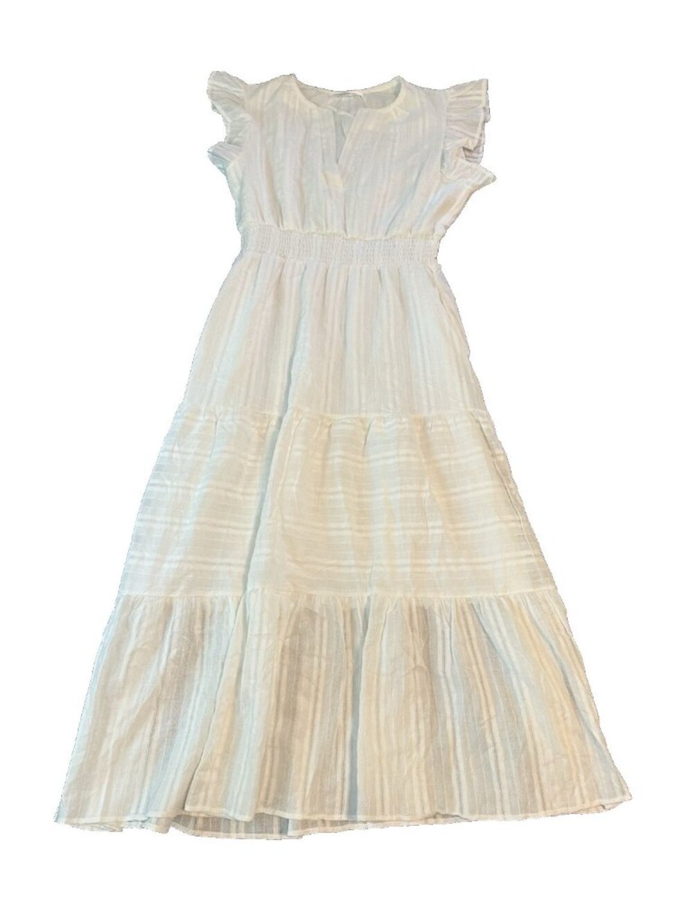 Cottagecore Yusohouse White Cotton Gauze Womens Dress M Ruffle Boho Peasant Midi